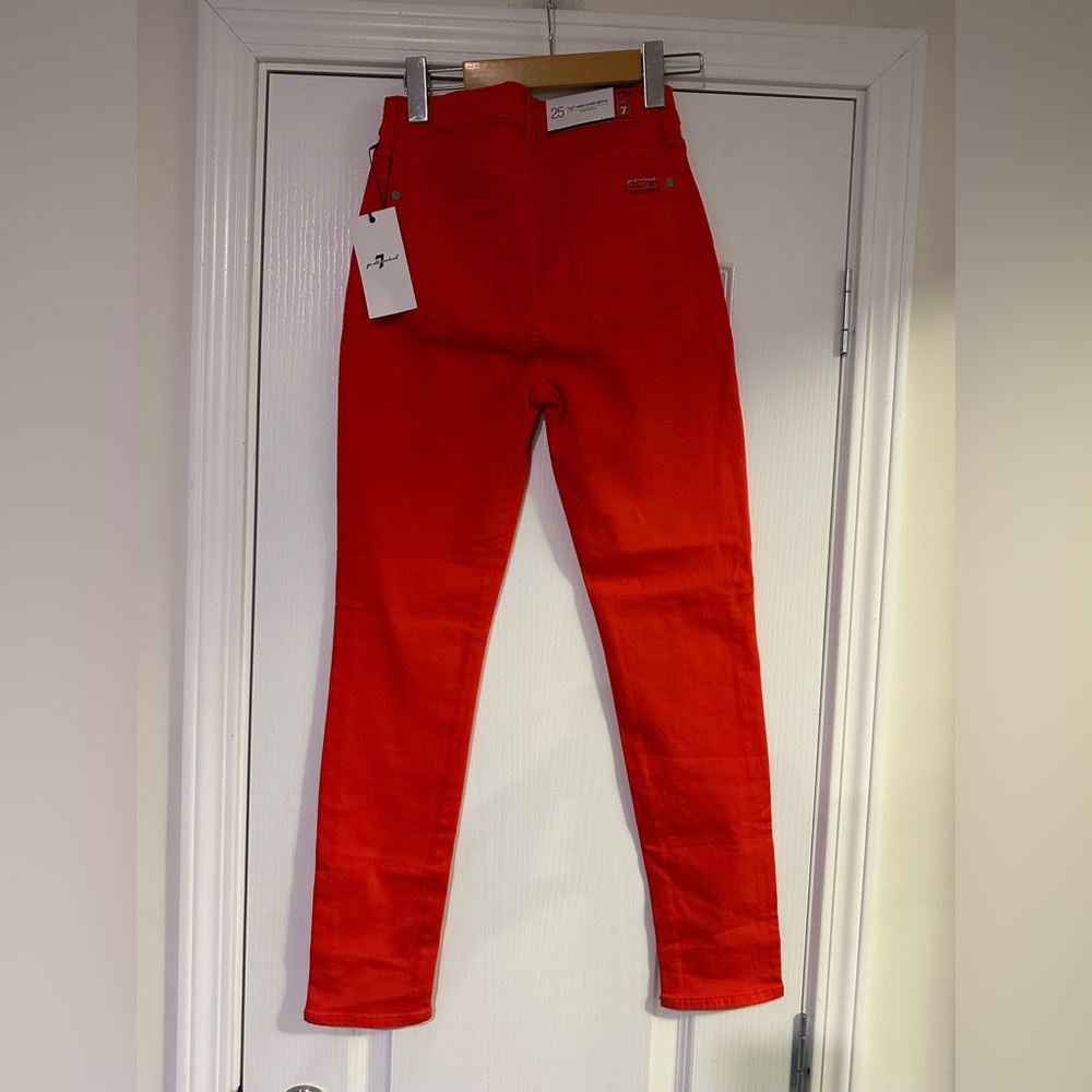 7 For All Mankind High Rise Skinny Red - Picture 8 of 9